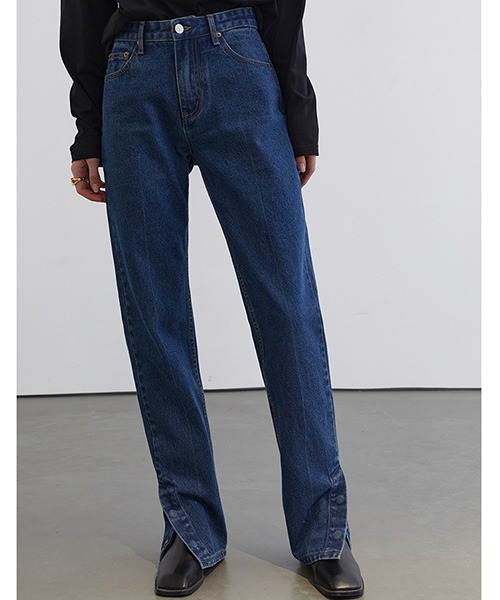 Fano Studios】 Side slit straight denim pants FC21K019