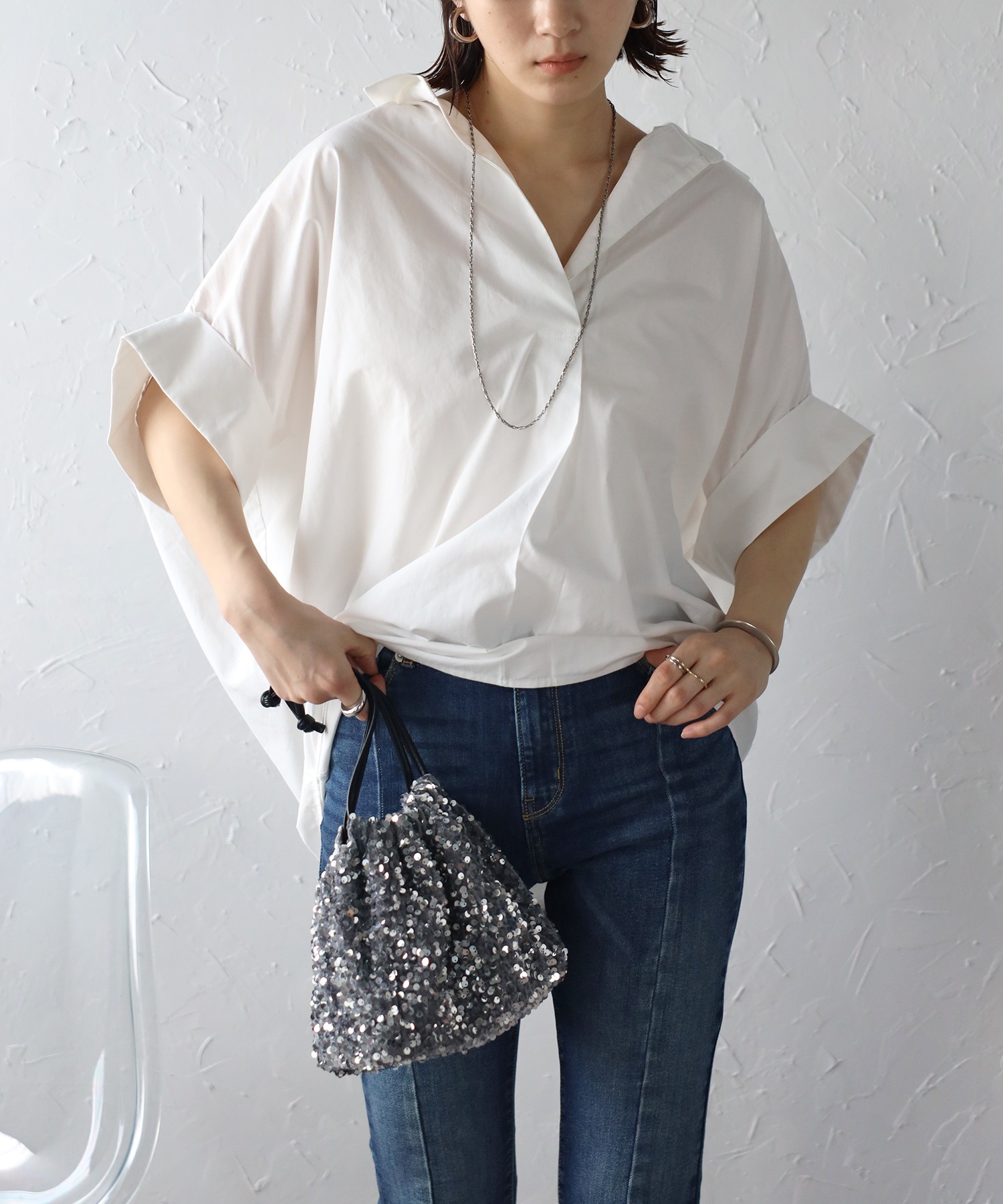 model：H163 着用サイズ：FREE