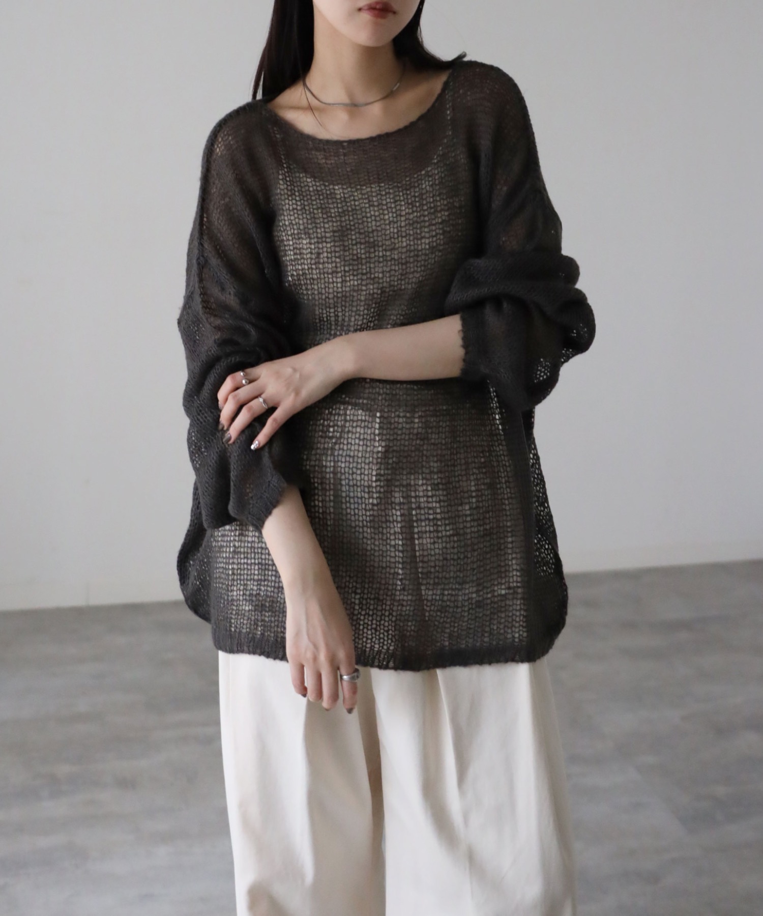model：164cm. 着用サイズ：FREE