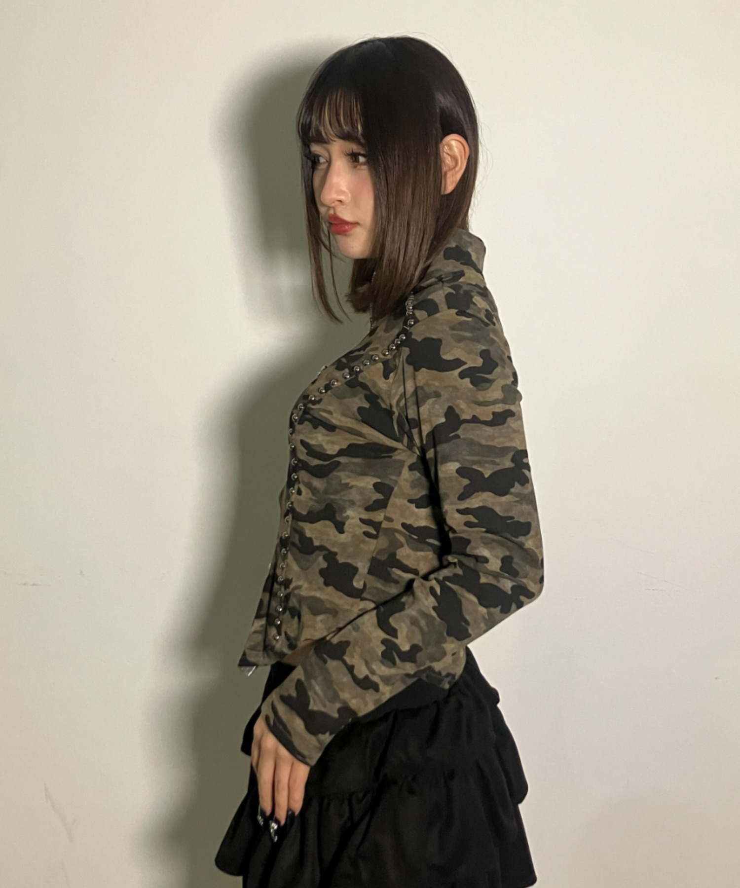 A'GEM/9 × .kom 『.kom/ドットケーオーエム』Studded Camo Cropped Zip