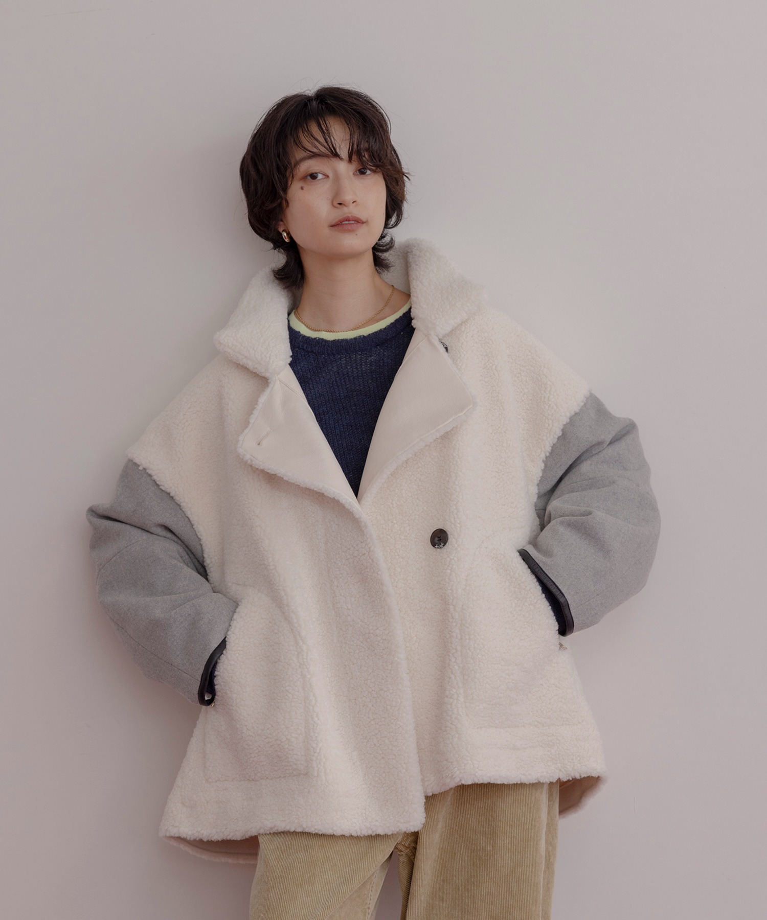 リバーシブル ムートン ハーフコート Eimee Law│Eimee Law & LHELBIE