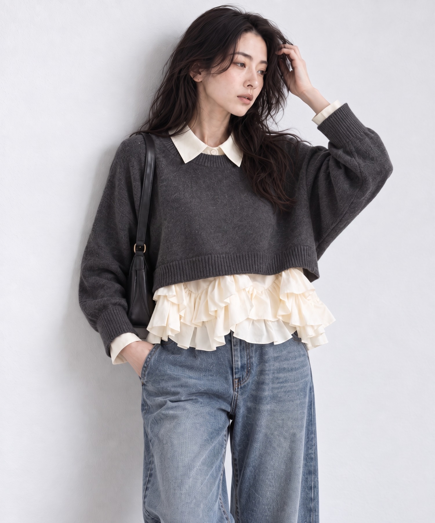 モデル身長：158cm
着用サイズ：FREE