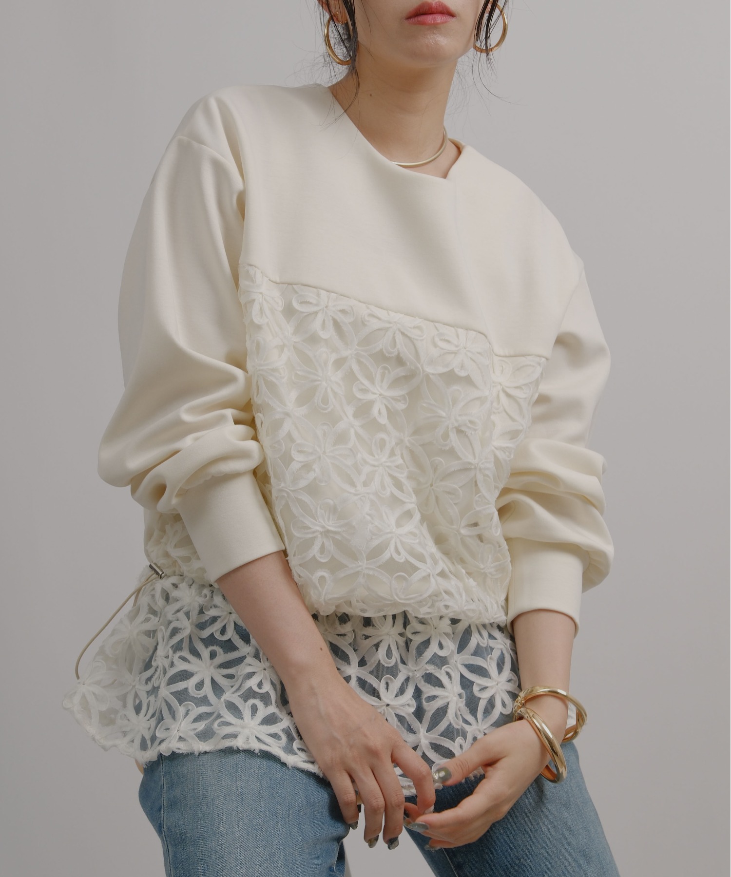 チュール刺繍ドッキングポンチトップス Palm Riche│Eimee Law