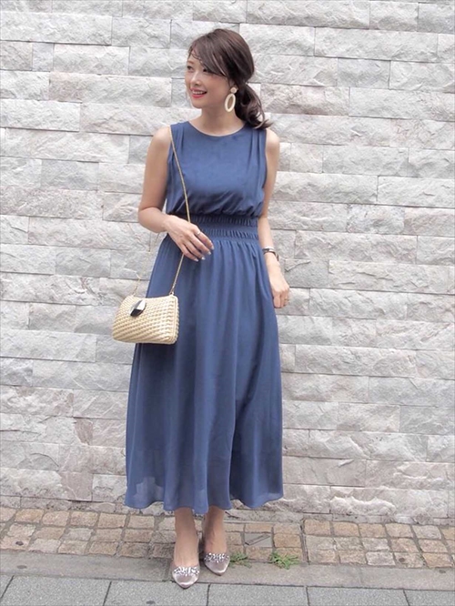 ジョーゼットシャーリングリゾートワンピースドレス Reshad Edu Af