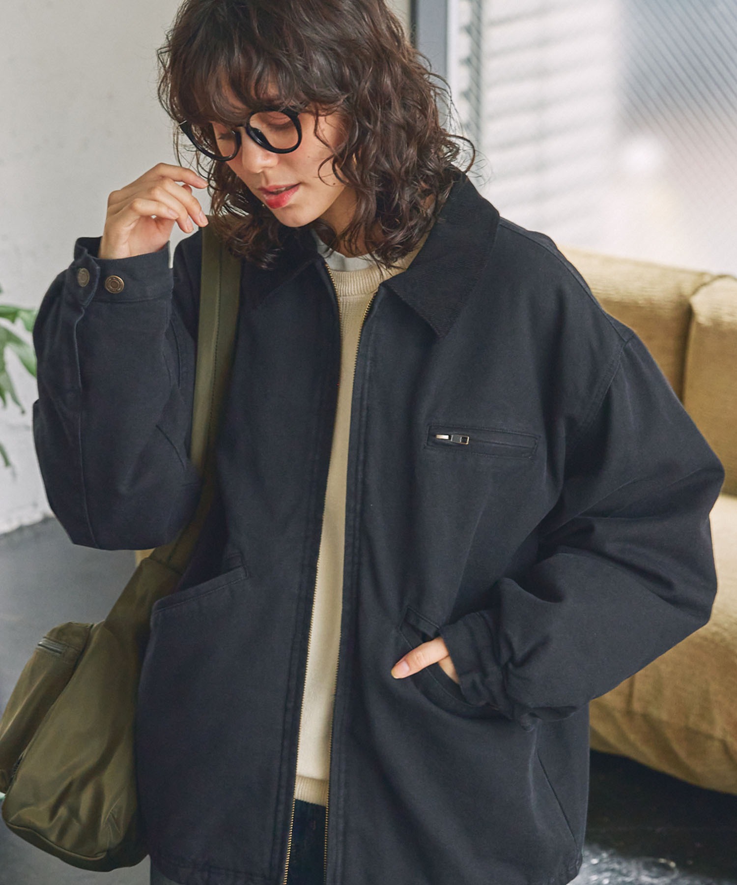 ドロスト ヴィンテージライク 衿配色 中綿 デトロイト ダック