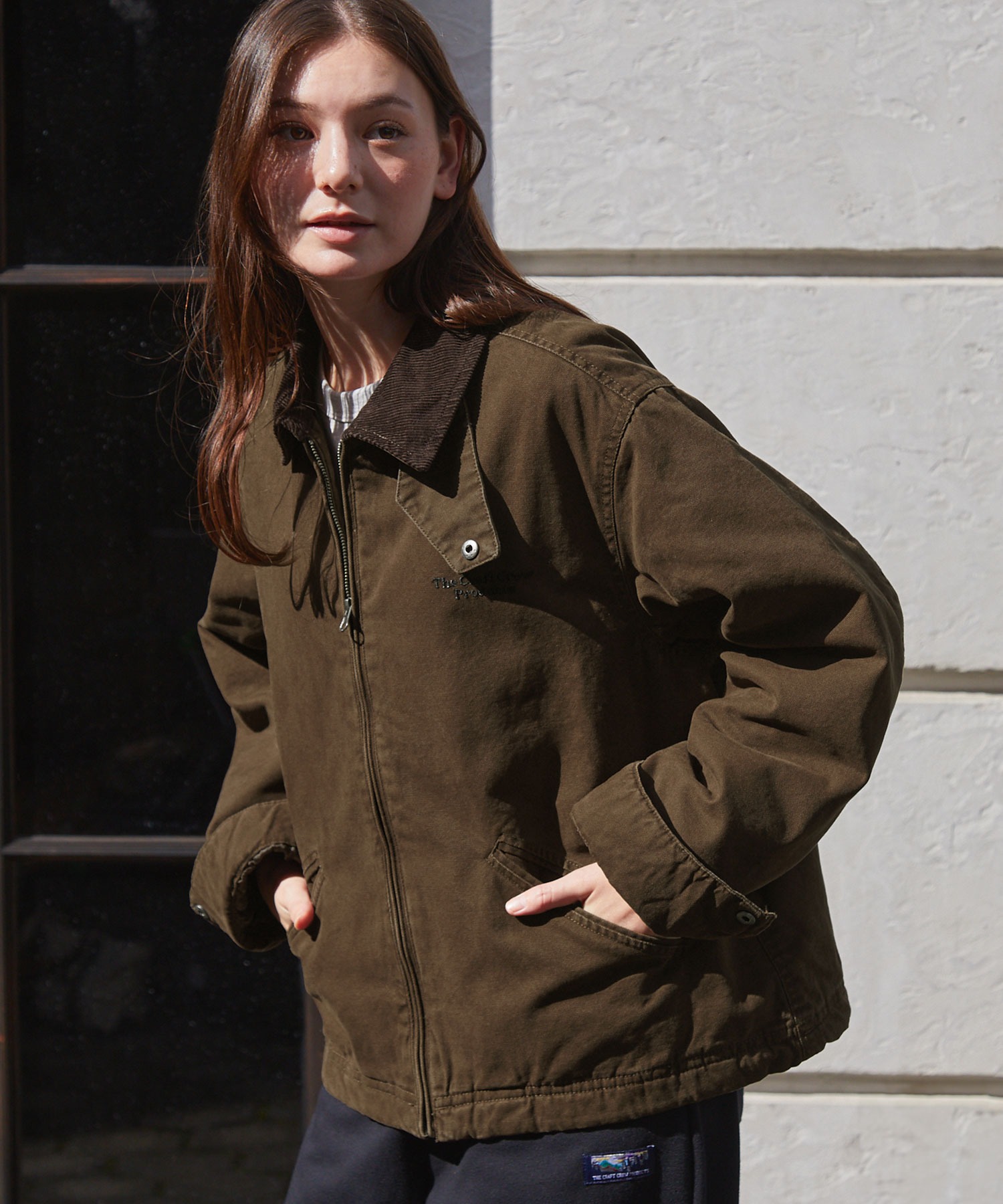 ヴィンテージ加工 襟コーデュロイ ドローコード オーバーサイズ中綿