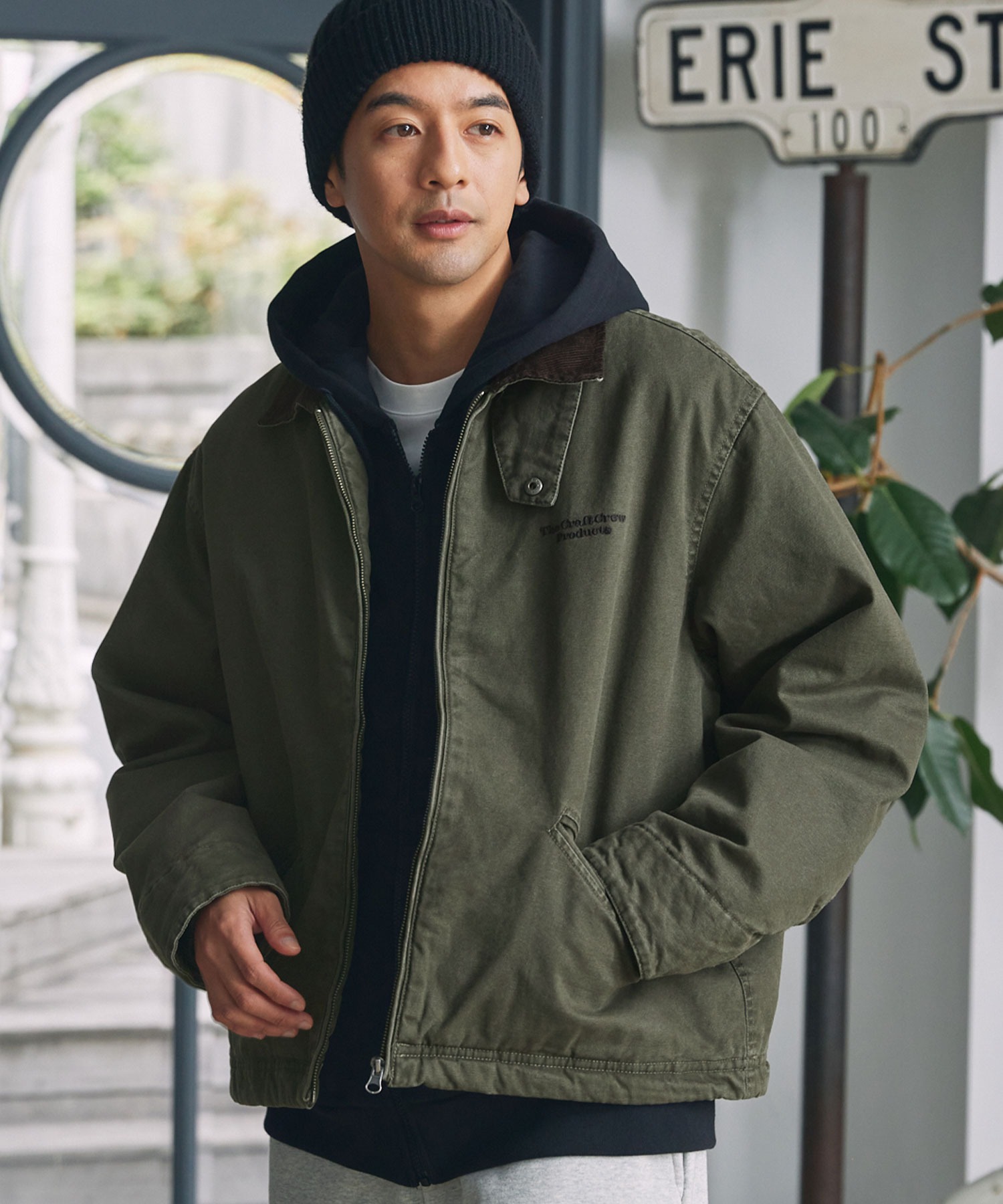 ヴィンテージ加工 襟コーデュロイ ドローコード オーバーサイズ中綿