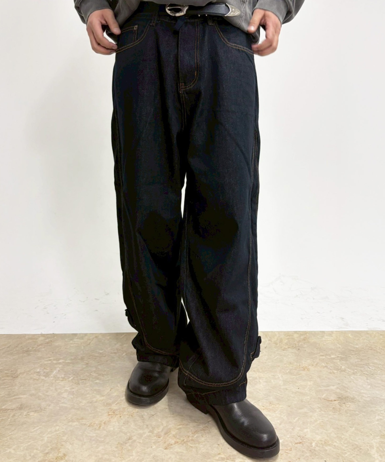 A'GEM/9 × .kom 『A'gem/エージェム』Curved Rigid Denim Pants