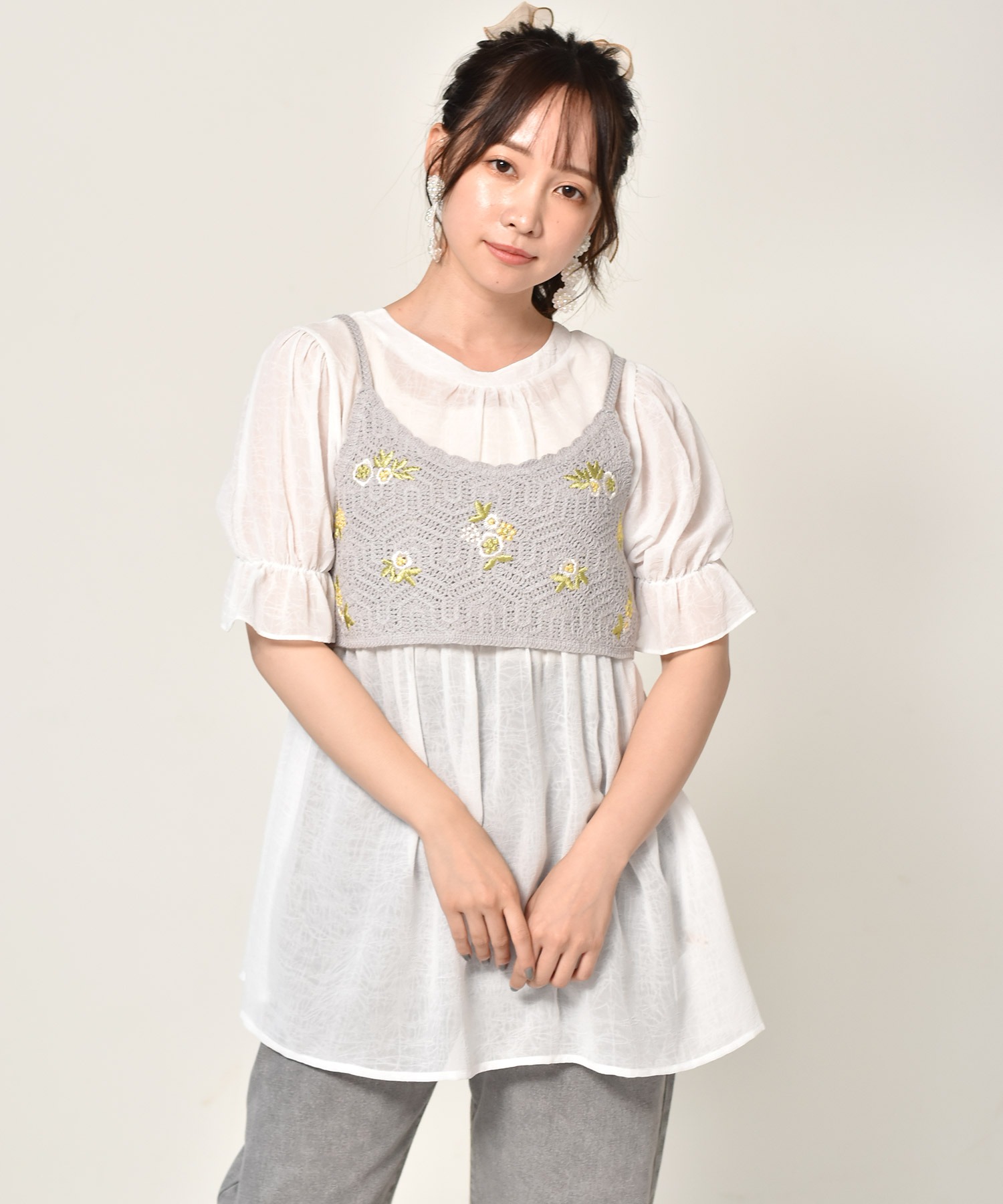 セットアイテム 花柄刺繍ビスチェ付チュニック Ems Excite Retro Girl Online Store レトロガールオンラインストア