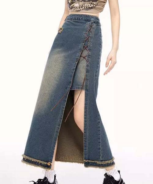 A'GEM/9 × .kom 『.KOM/ドットケーオーエム』ﾃﾞﾆﾑｽﾘｯﾄｽｶｰﾄ .KOM