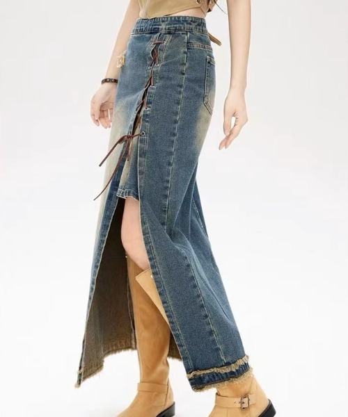 A'GEM/9 × .kom 『.KOM/ドットケーオーエム』ﾃﾞﾆﾑｽﾘｯﾄｽｶｰﾄ .KOM│A'GEM