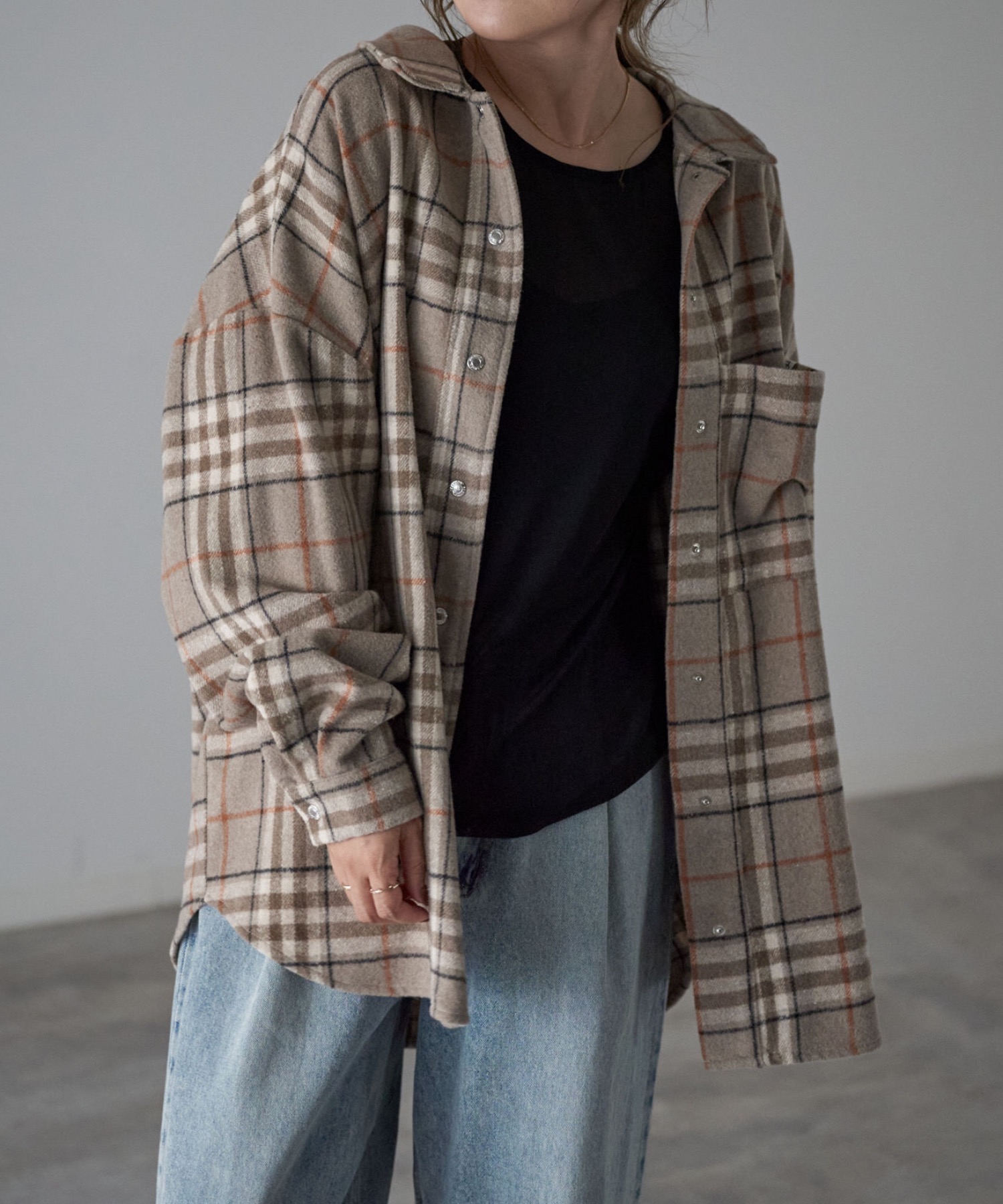model：163cm. 着用サイズ：FREE