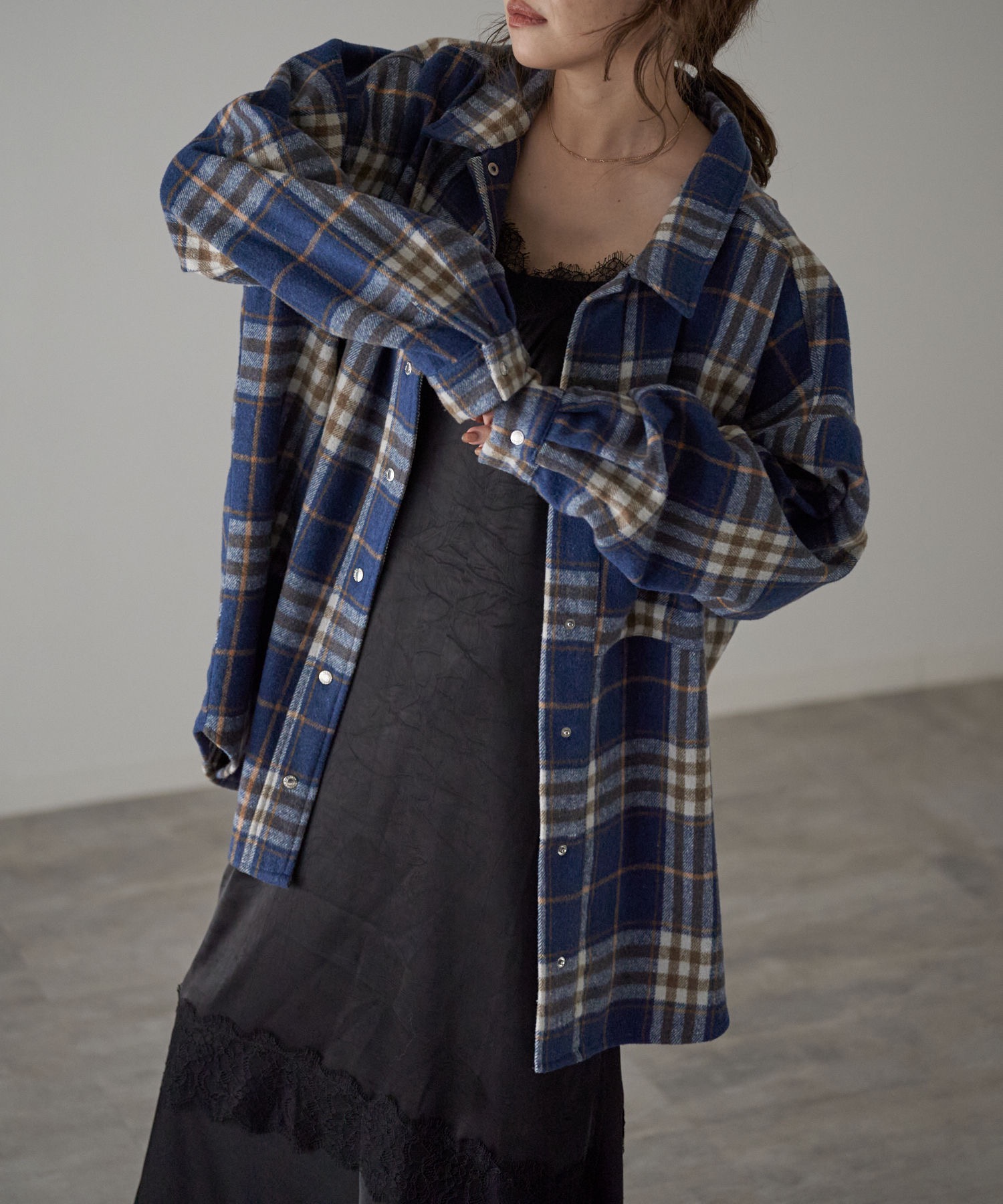 model：163cm. 着用サイズ：FREE