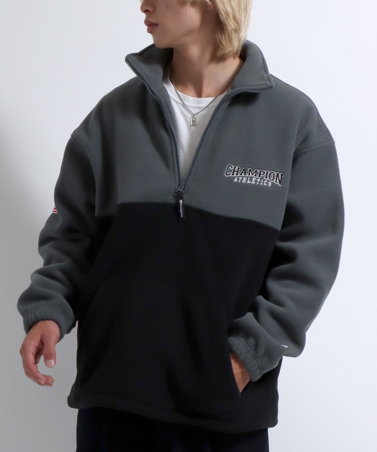 Champion（チャンピオン）フリース ハーフジップ アノラックジャケット 