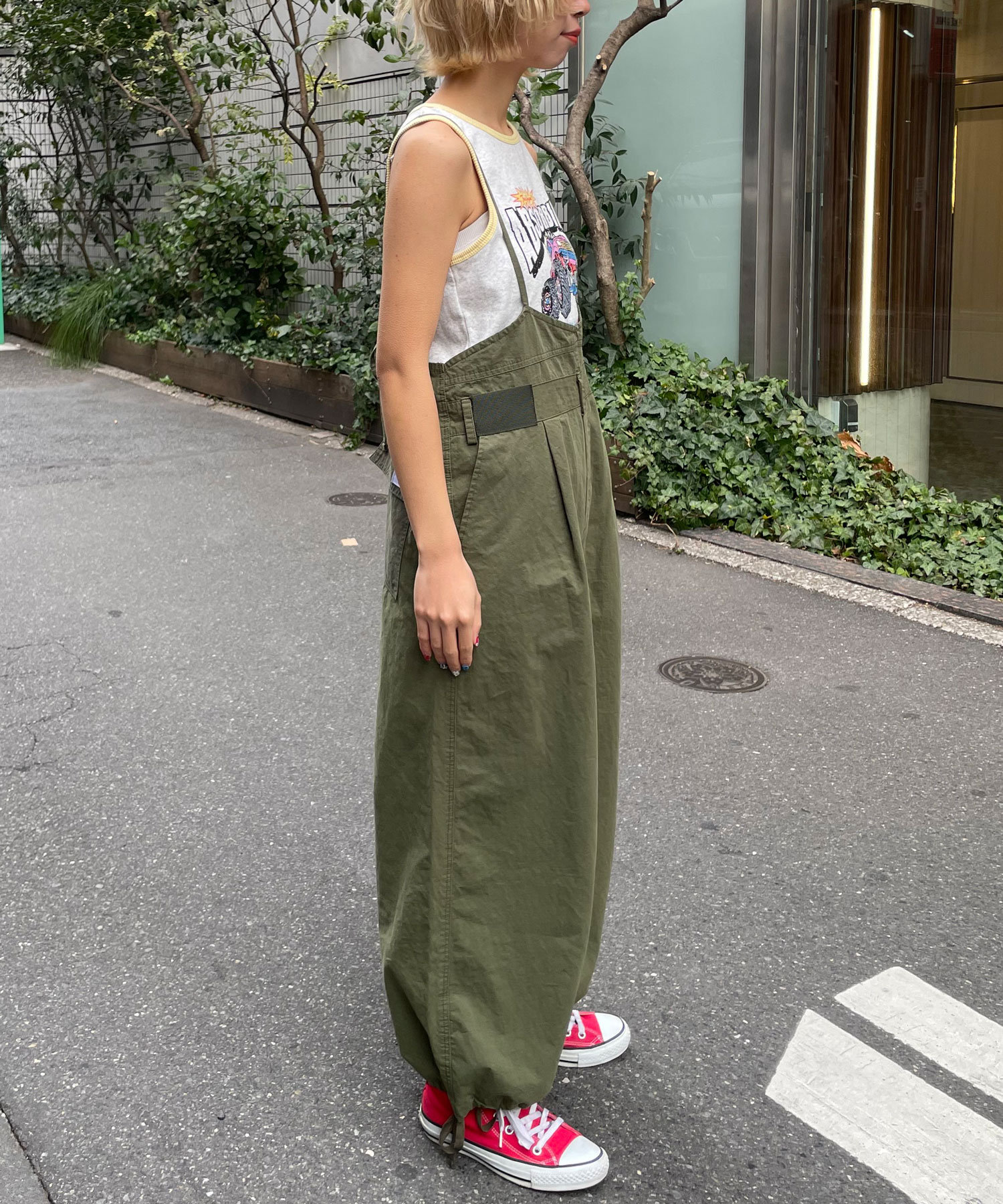 【UNESS/ユーネス】リメイク風ミリタリーキャミサロペット UNESS/ユーネス】リメイク風ミリタリーキャミサロペット