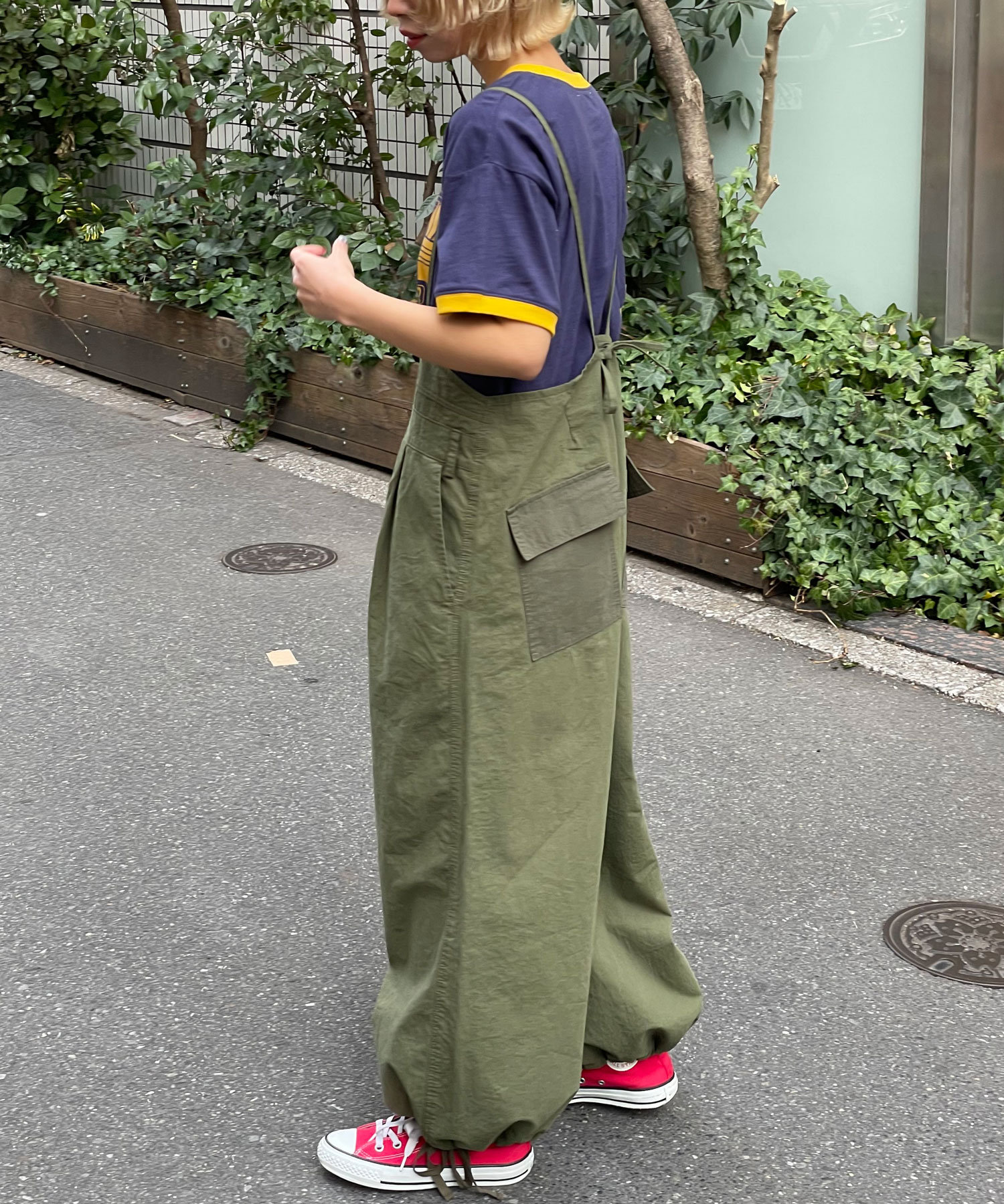 【UNESS/ユーネス】リメイク風ミリタリーキャミサロペット UNESS/ユーネス】リメイク風ミリタリーキャミサロペット