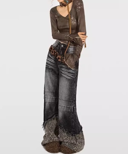 美品 KHAITE カイト Layla 25インチ　フレアデニム A'GEM/9 × .kom 『.KOM/ドットケーオーエム』 レオパード