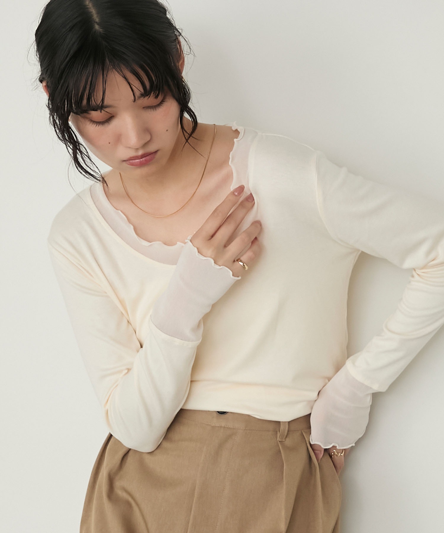 forksy.】シアー切り替えメローロングTシャツ forksy.│MONO