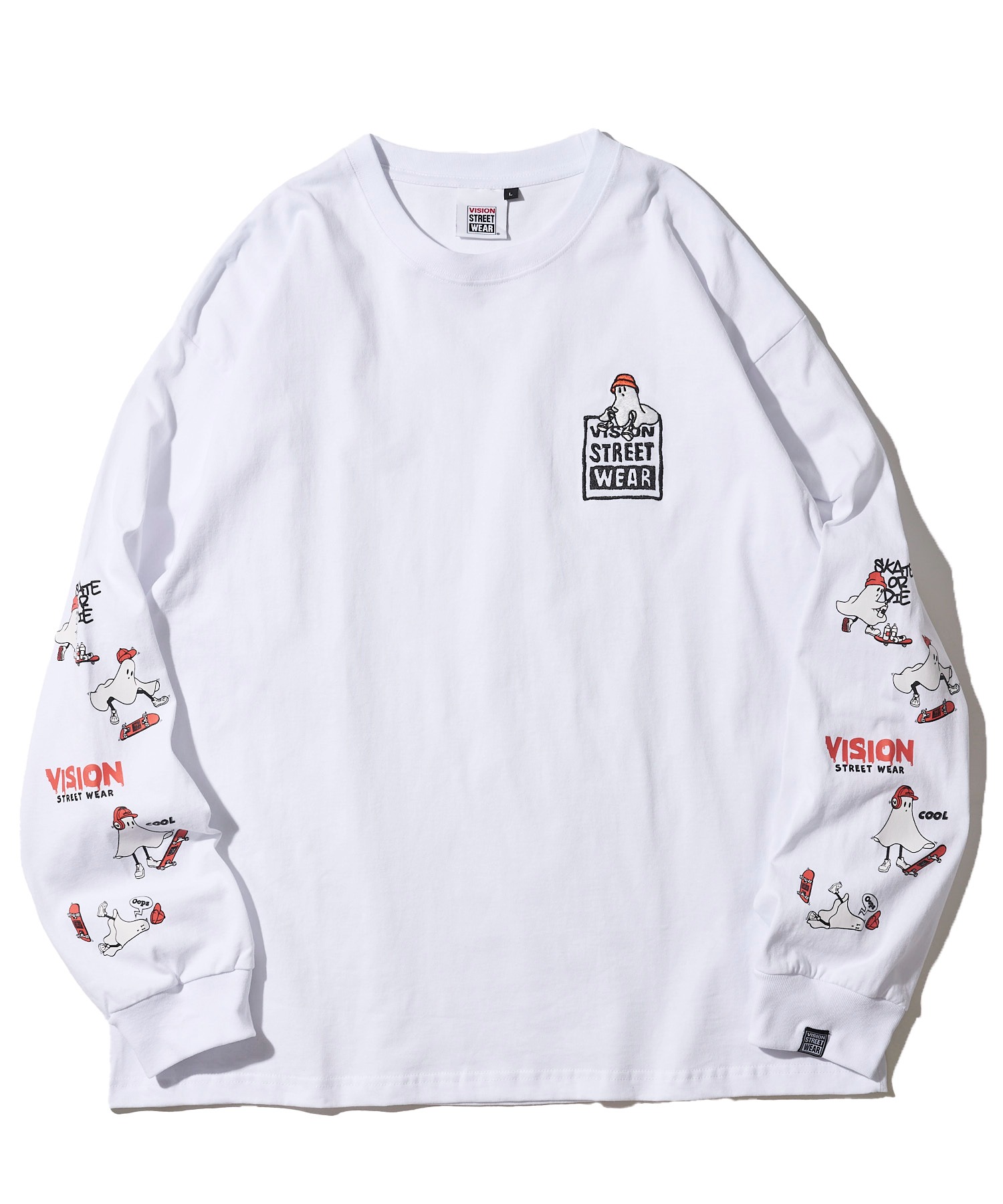 VISION STREET WEAR оригинальная графическая футболка — принт «Ghost Irast Print» (длинный рукав/футболка)