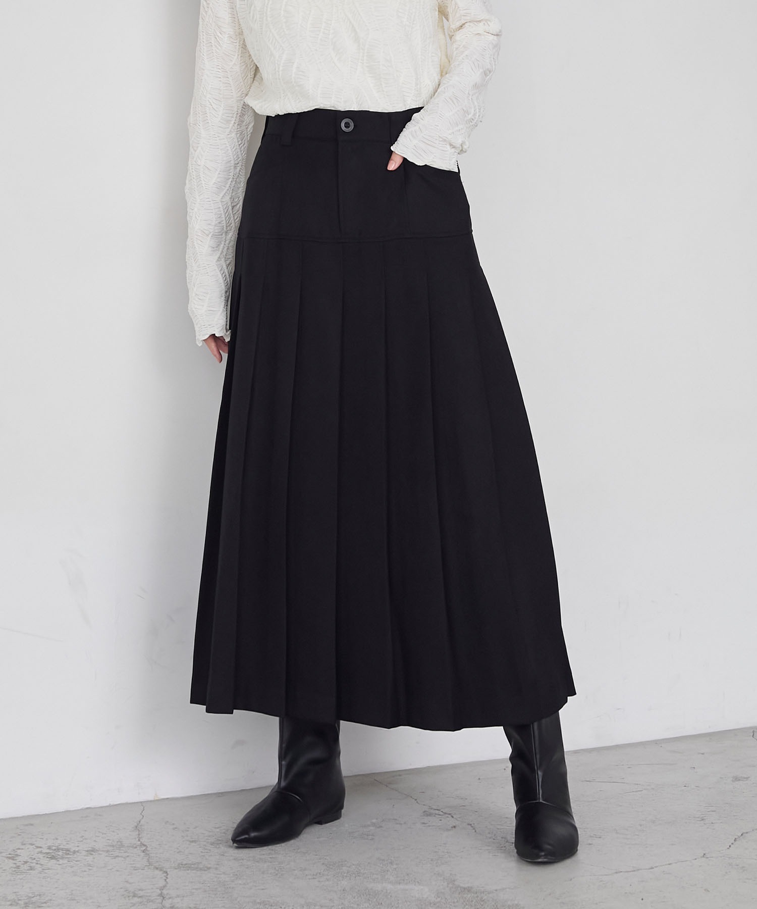 forksy.】ローライズワイドプリーツロングスカート forksy.│MONO-MART