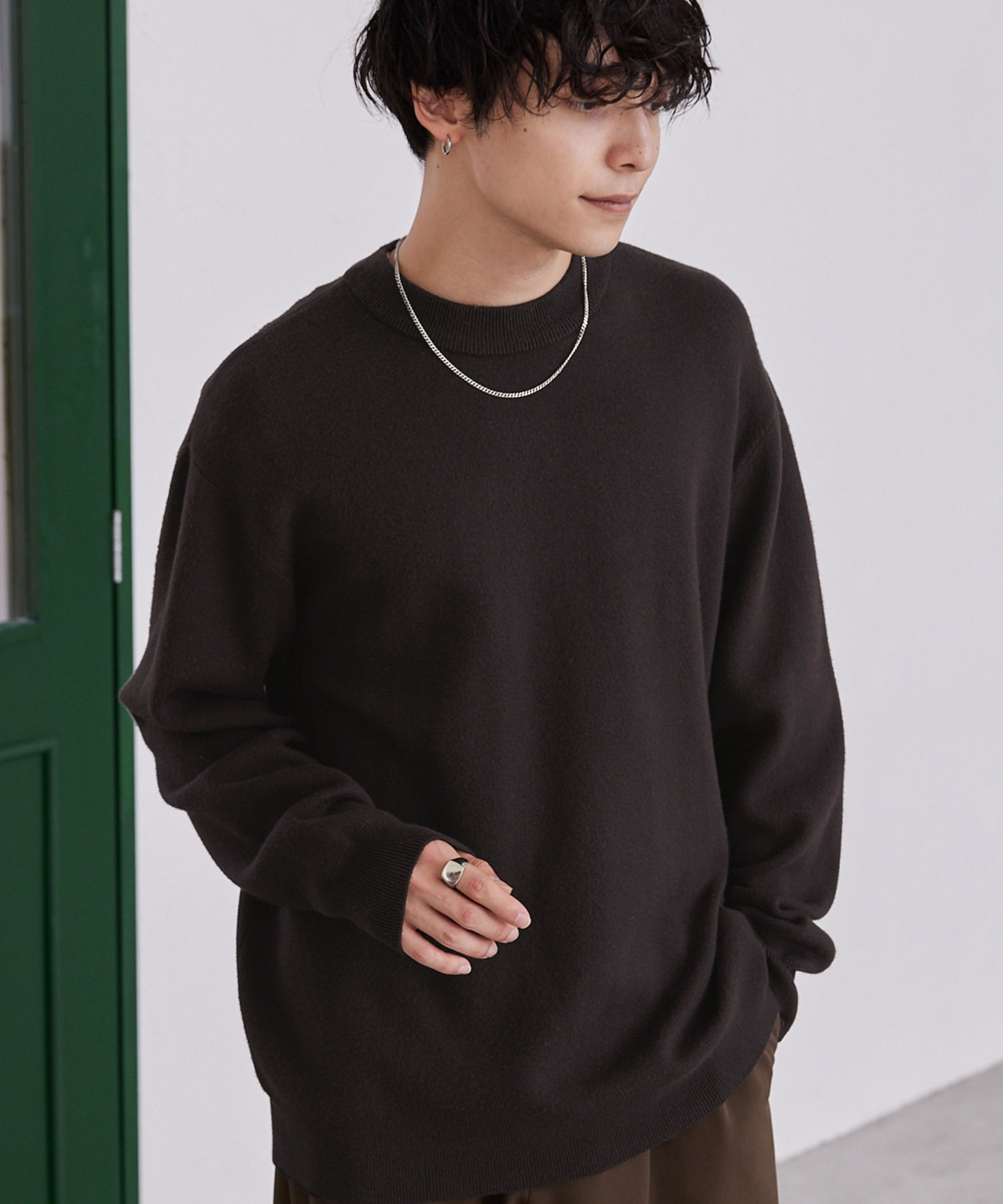 BRIEFING 黒 長袖モックネック サイズL美品光沢のある生地ストレッチあり WEB・一部店舗限定】サイドチェックモックネックカットソー（WEB
