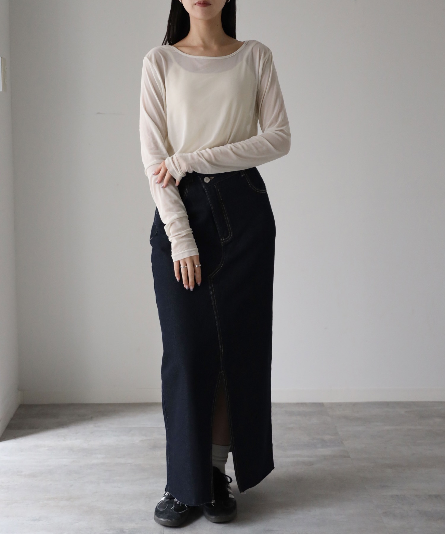 model：164cm. 着用サイズ：Mサイズ