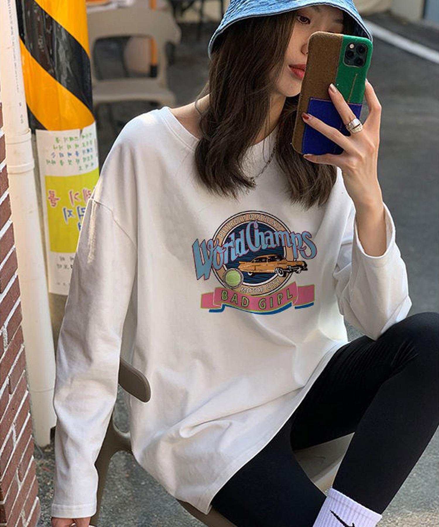 アメリカン ヴィンテージ レトロルーズ ロンt プリント ロンティー 古着 オーバーサイズ ビッグサイズ 韓国 中国 コリア チャイナ Ta Device デバイス