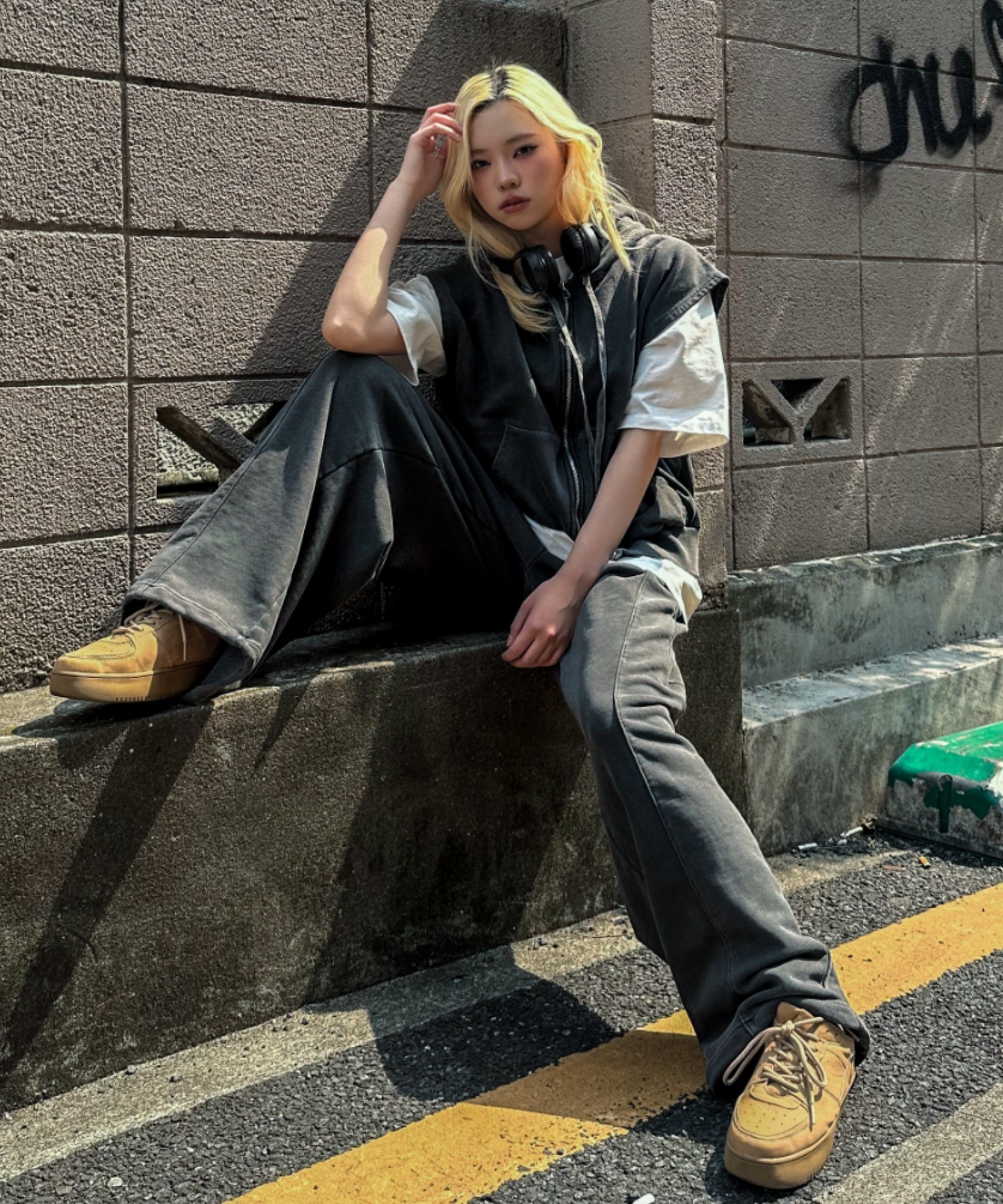 A'GEM/9 × .kom 『A'gem/エージェム』 切り替えスウェットパンツ A'gem