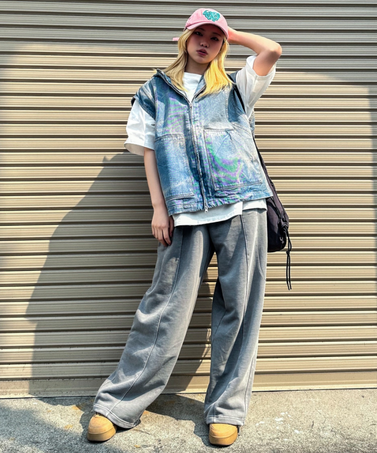 A'GEM/9 × .kom 『A'gem/エージェム』 切り替えスウェットパンツ A'gem