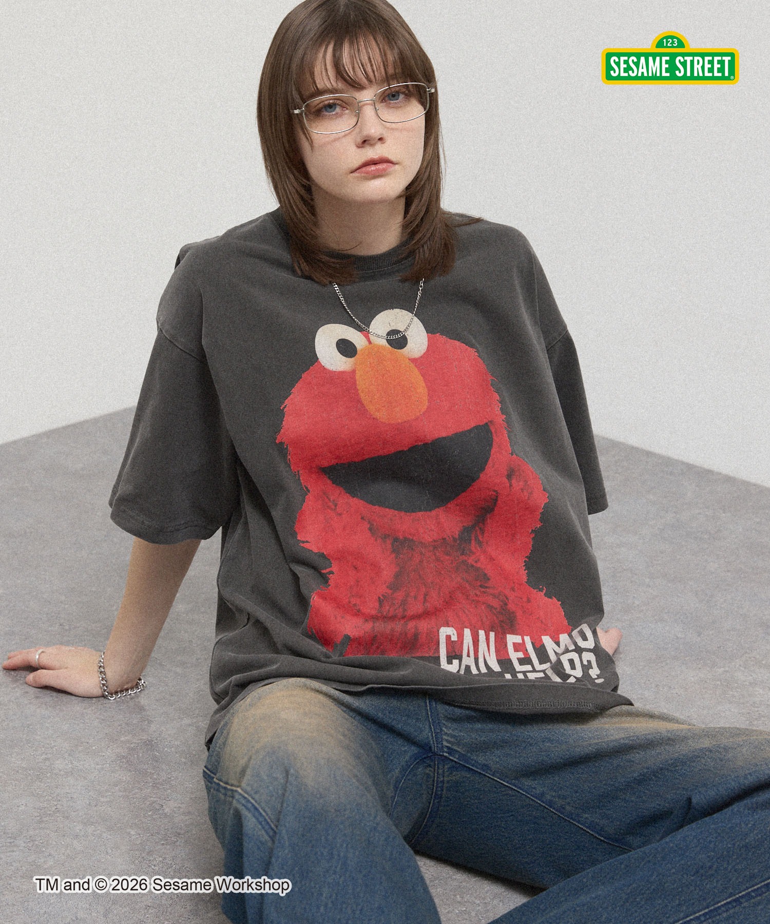 セサミストリート大量 Exclusive＞ Sesame Street Vintage-Washed Oversized Tee / 別注