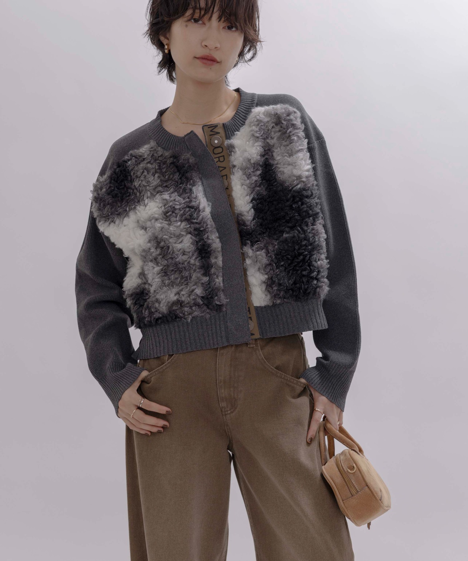 celford ケーブルニットファーカーデ CELFORD】ニットカーディガン