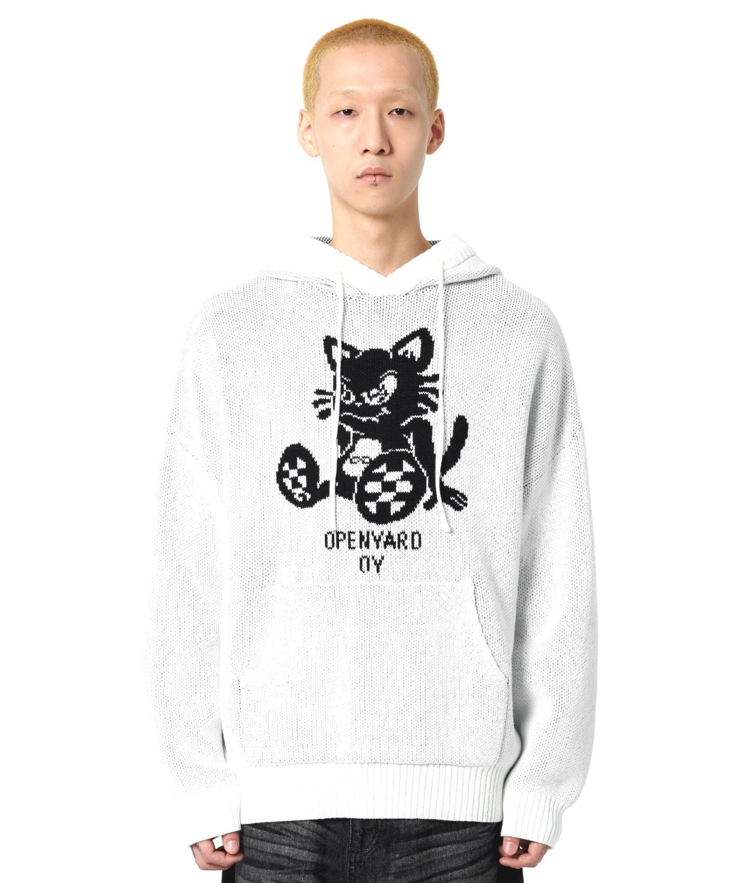 OY/オーワイ』BLACK CAT KNIT HOODIE/ブラックキャット プルオーバー ...