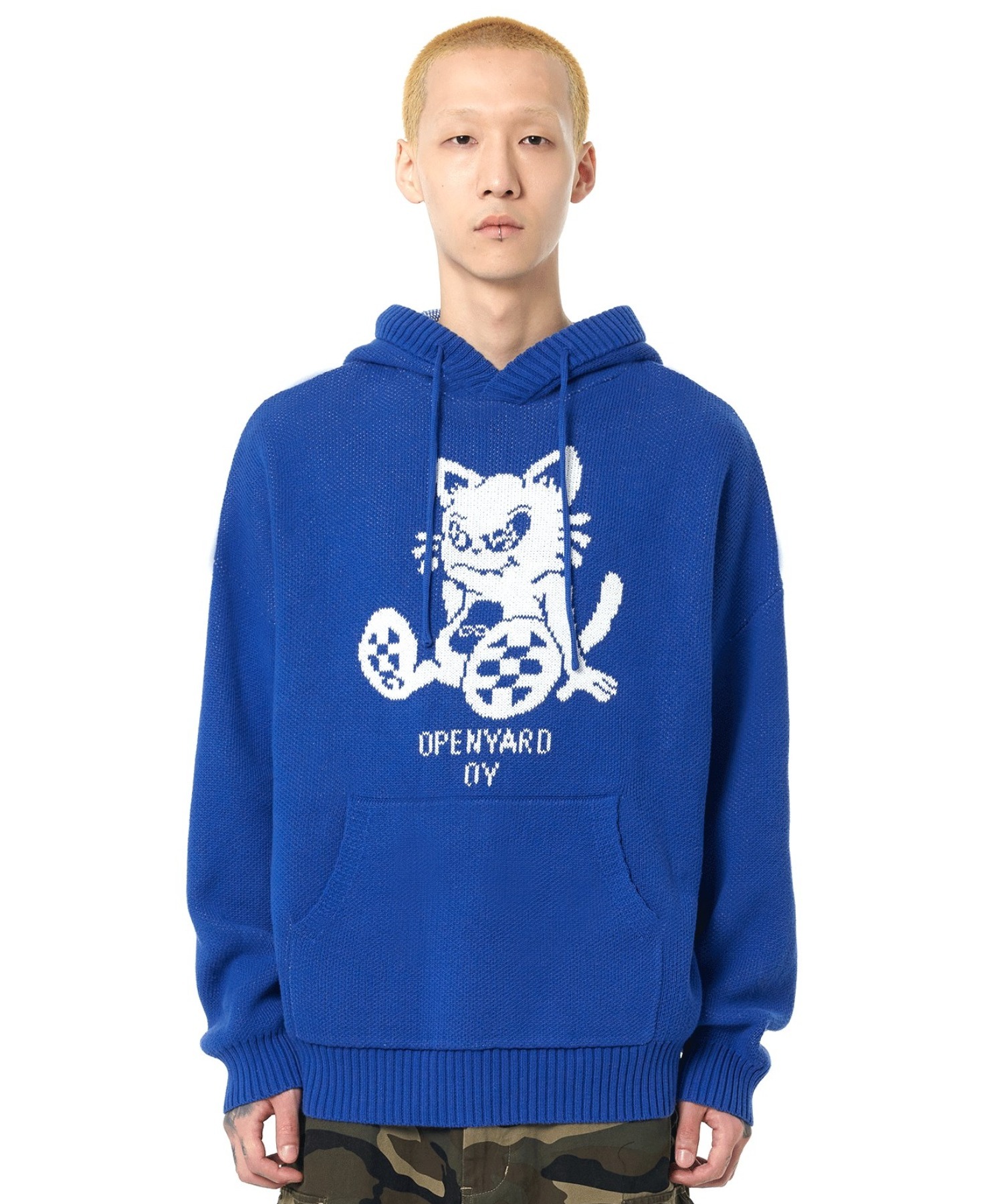 OY/オーワイ』BLACK CAT KNIT HOODIE/ブラックキャット プルオーバー