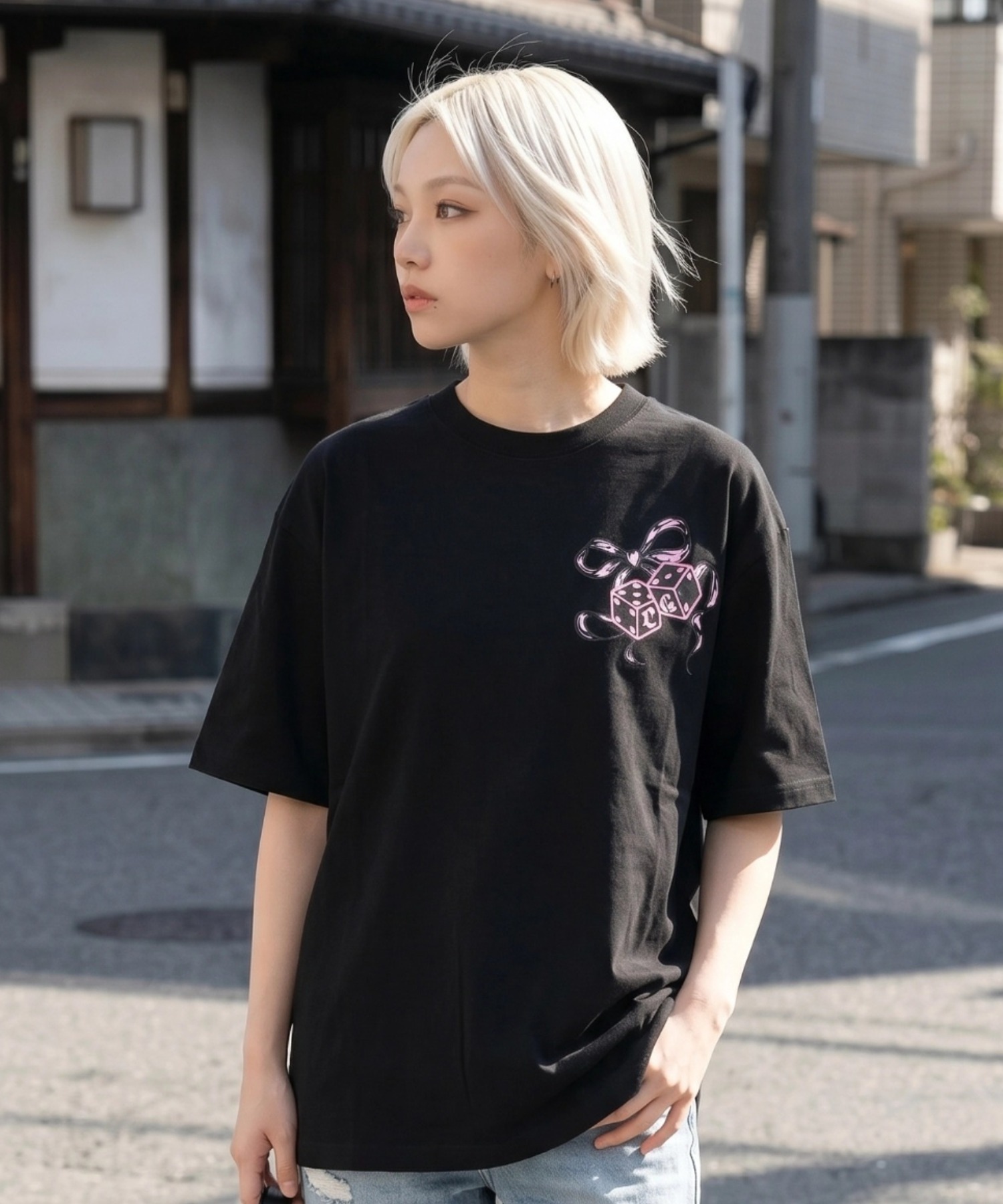 A'GEM/9 × .kom 限定『GALFY/ガルフィー』 リボンダイス Tシャツ