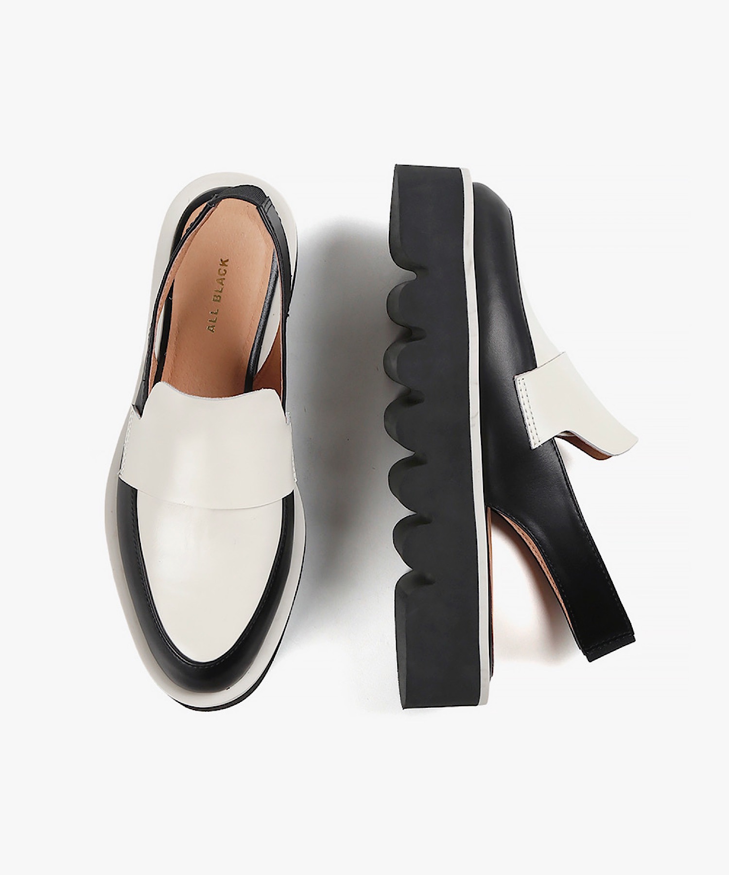 本革/厚底/3.5cm】バックベルトローファー ALL BLACK│Jeffrey