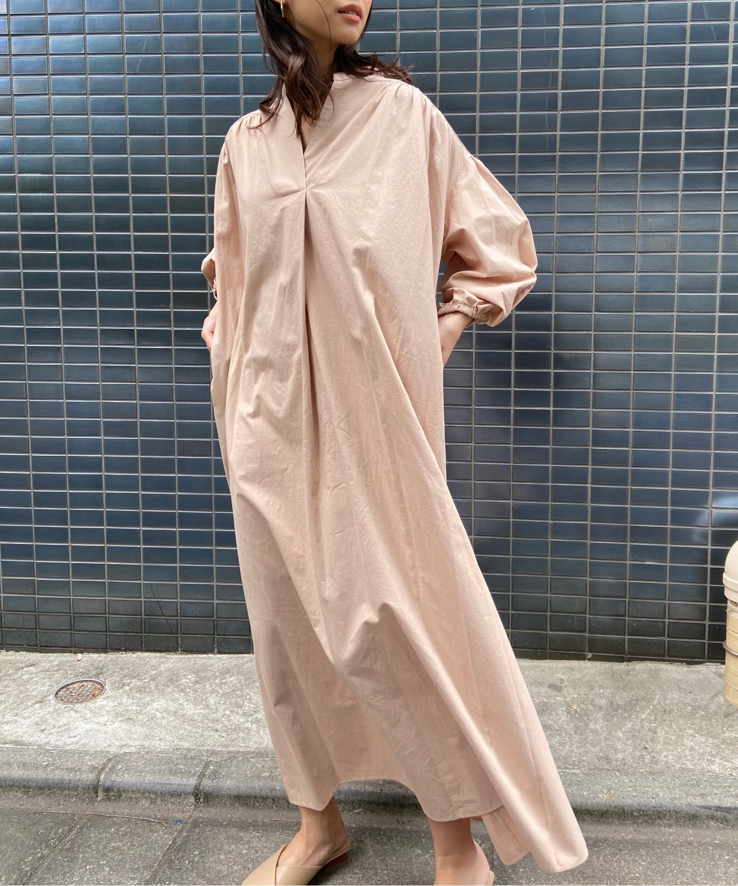 バンドカラー袖ボリュームワンピース Wedigitalph Net