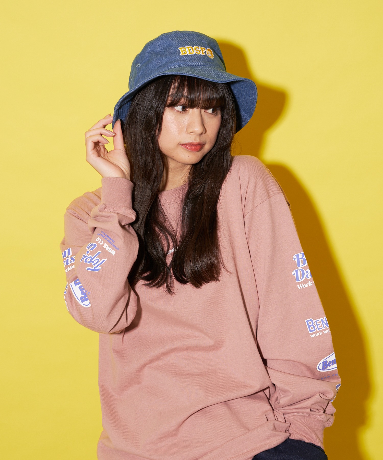 Ben 21新発 Davis カレッジ風ブランドロゴバケットハット ベンデイビス