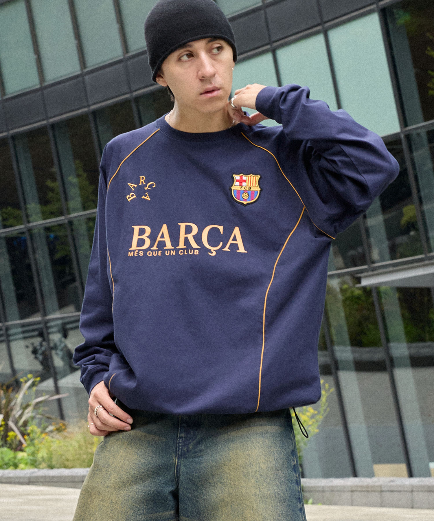 FC BARCELONA/FCバルセロナ】別注 ドローコード ラグランスリーブ