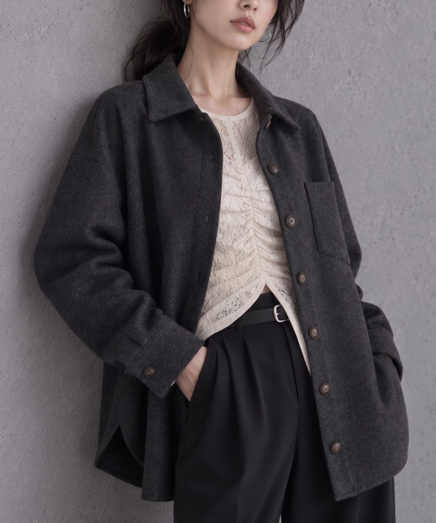 モデル身長：158cm
着用サイズ：FREE