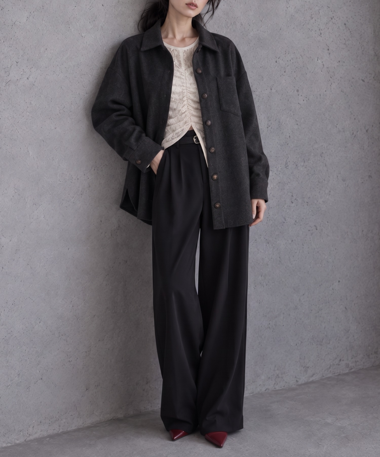 モデル身長：158cm
着用サイズ：FREE