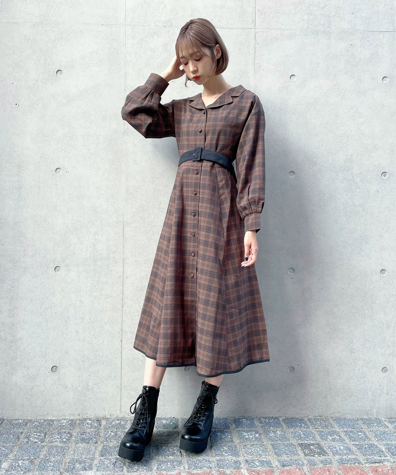 ガウンチェックフレアワンピース Titty Co Titty Co Online Store ティティーアンドコーオンラインストア