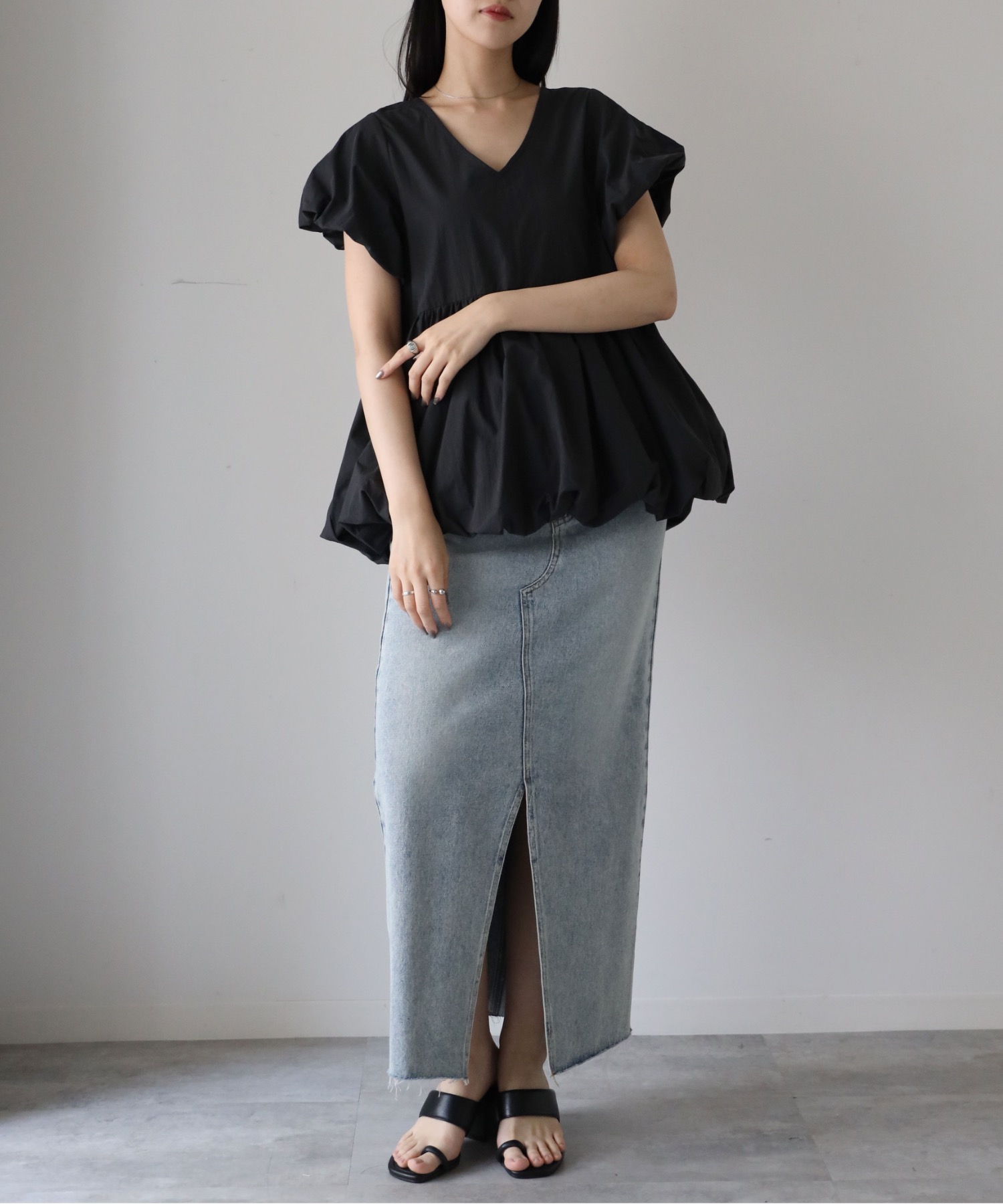 model：164cm. 着用サイズ：FREE