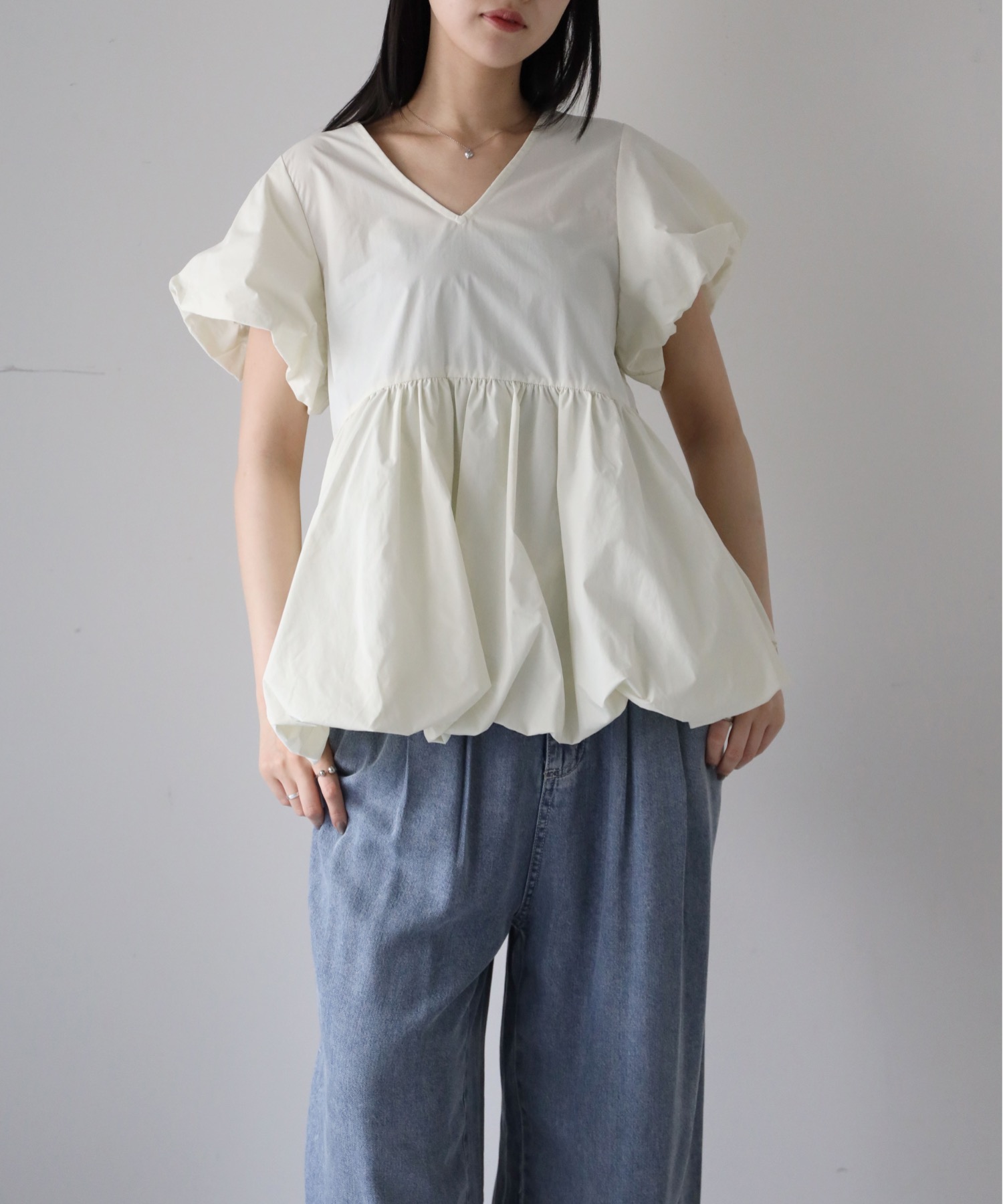 model：164cm. 着用サイズ：FREE