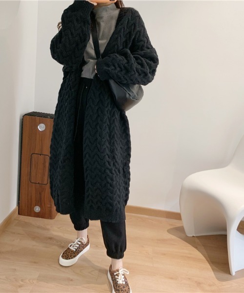 【美品】ADORE アドーア ウールロングカーディガン スリット ブラック アーガ Aga バックスリットロングカーディガン