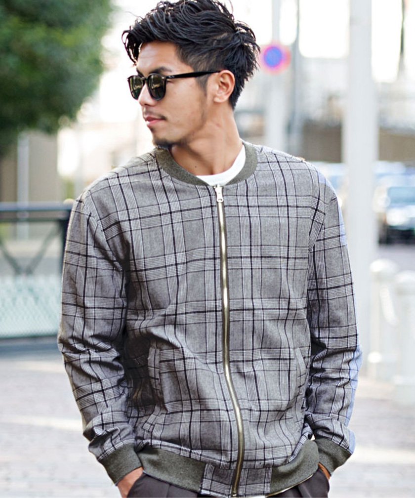 Sale チェック柄リバーシブルma 1ジャケット Vire19 19