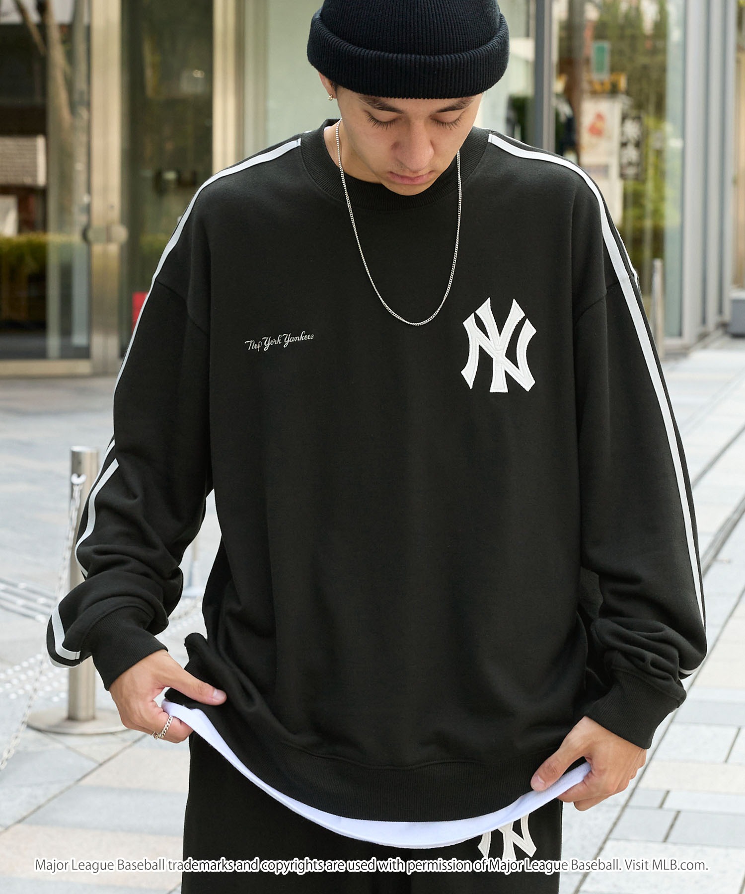 ベースボール　ロンT スウェット　ストリート　野球　メンズ MLB/メジャーリーグベースボール 別注 セットアップ ワッペン刺繍