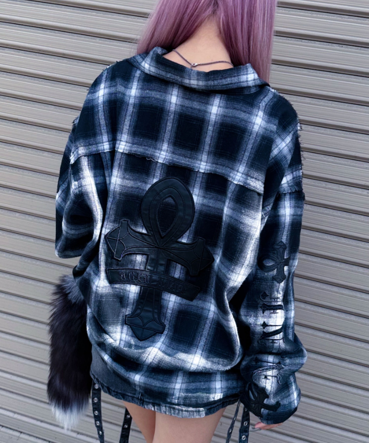 A'GEM/9 × .kom 『A'GEM/9/エージェムナイン』PUパッチチェックシャツ