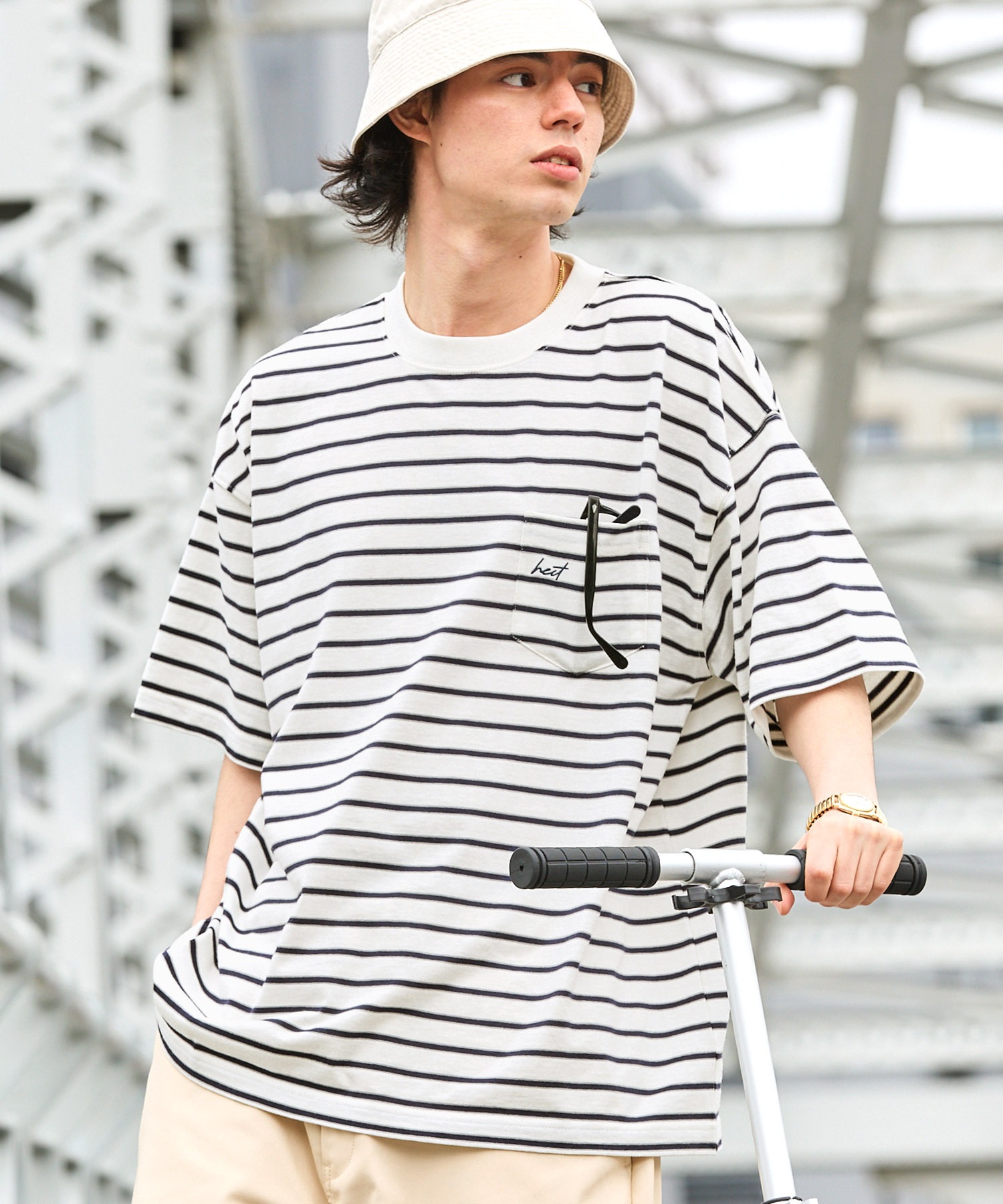 【HECT】Big Border S/S Tee / ビッグシルエットボーダー半袖Tシャツ