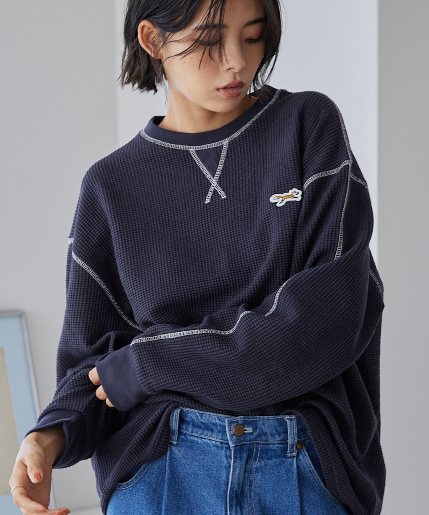 PENNEYS/ペニーズ 別注 THE FOX ワンポイントロゴ刺繍 ステッチ配色