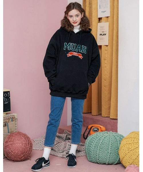パーカー A'GEM/9 × .kom「muah muah/ムーアムーア」BOUCLE LINE NAPPING HOODIE/ブークレナッピング プ A'GEM/9 × .kom『muah muah/ムーアムーア』BOUCLE LINE NAPPING